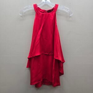 Kobi Halperin Langley Layered Silk Cold Shoulder Blouse Party Red Size XS Date